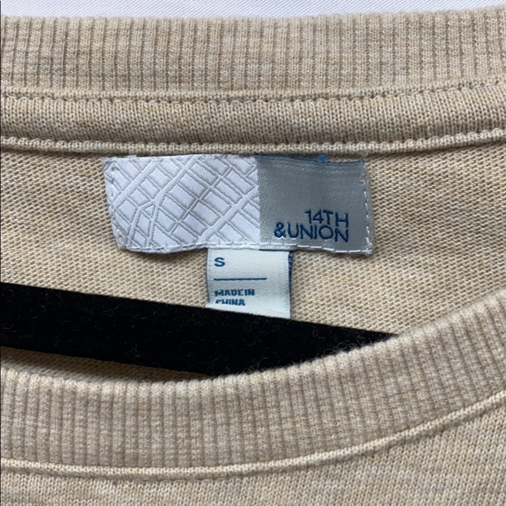 14th & Union Sz S Ruffle Pioneer Sweatshirt Beige - Picture 3 of 5